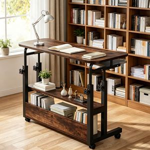 Scrivania per Laptop in Legno Contemporanea con Spazio di Archiviazione Mobile per Ufficio Domestico - Product Image 6
