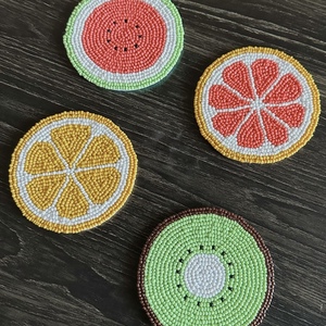 CRYSTAL CRAFT High Quality Embroidery Seed Bead Coaster Square Fabric <b>Backed</b> Glass Beaded Drink Mat Table <b>Protector</b> For Home - Product Image 4