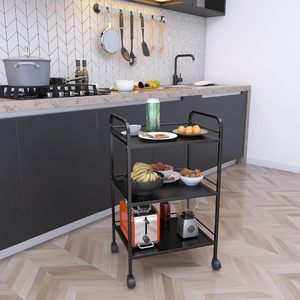 Chariot de service d'hôtel à roulettes avec 3 étagères, chariot utilitaire en métal pour mobilier commercial, design minimaliste, durable - Product Image 6