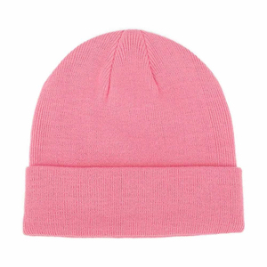 Gorro rosa unisex, gorro de punto de color sólido, gorro informal de invierno para adultos, 56-58 cm - Product Image 1