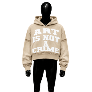 Sudadera con Capucha Beige de Peso Pesado, Calidad Premium, Uso Diario, 100% Algodón Suave, Manga Regular, Estampado Frontal, Juvenil - Product Image 1