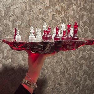 Juego de Ajedrez Artístico de Resina de Alta Calidad, Piezas Rojas y Blancas, Tablero con Diseño Irregular, Artesanía de Fundición, Tablero de Ajedrez Coleccionable Decorativo - Product Image 5
