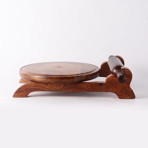 Premium Eco-Friendly Wooden Chakla Belan Set Stand Handcrafted <b>Rolling</b> Board <b>Pin</b> Roti Chapati Making Traditional Kitchen Tool - Product Image 2