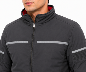 Men Charcoal <b>Grey</b> Winter <b>Jacket</b> Stylish Full Sleeve Zip Stand Collar Casual Outdoor Premium Padded Winterwear Soft CE Certified - Product Image 4