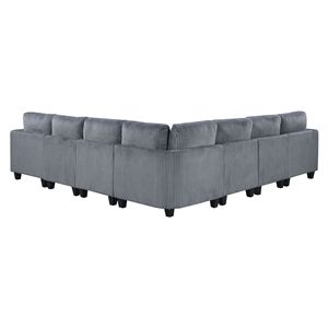 7 pezzi moderno soggiorno divano componibile grigio scuro in tessuto di velluto a coste sedili di ricarica porte mobili in legno massiccio divano - Product Image 4