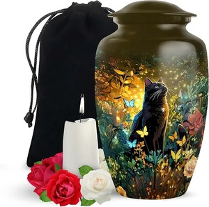 <b>Top</b> Hot Selling Beautiful Yellow <b>Butterfly</b> Aluminium Large Cremation Funeral Ashes Urn Decorative Large Memorial Adult Ashes Urn - Product Image 6