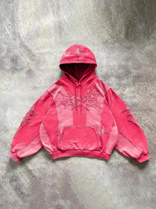 Sweat à capuche unisexe vintage en coton délavé à l'acide, avec patch brodé personnalisé, 500 GSM, haute qualité, style vieilli, vente en gros - Product Image 5