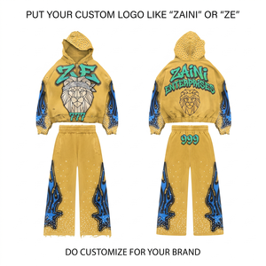 ZAINI ZI-308 Survêtement d'hiver pour homme, style streetwear, à capuche, 100% coton, respirant, couleur unie, logo personnalisé sur le devant - Product Image 1
