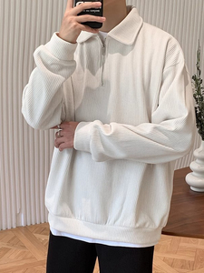 <b>Men's</b> Knitted Sweater Half-Zip Pullover Turn-Down Collar Long Sleeve Solid Color <b>Cardigan</b> Winter Wear - Product Image 3