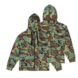 Customized Zipper Up Men's Camo Hoodies Oversized 330 GSM Cotton Polyester Fashion Wear Unisex Camo Hooded Sweatshirt - Product Image 1