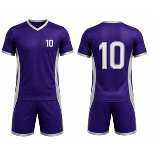 Uniforme de fútbol moderno morado y plateado |   Conjunto de Uniforme de Fútbol Personalizado con Textura de Diamante |   Ropa Deportiva Elegante Sublimada para Equipos - Product Image 3