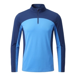Pull de sport à manches longues pour homme avec fermeture éclair quart de tour – Haut d'entraînement athlétique respirant et léger - Product Image 1