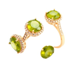 แหวนเงินสเตอร์ลิงสีเขียว925แหวนชุบทอง18K สำหรับผู้หญิงและเด็กผู้หญิงเครื่องประดับแหวนแฟชั่น - Product Image 1