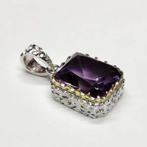 Colgante de plata con amatista hecho a mano, joyería de piedras preciosas naturales, plata de ley 925, diseño elegante, regalo para mujer - Product Image 5