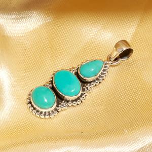 Pendentif en argent sterling 925 de qualité supérieure, finition haut de gamme, tendance, turquoise d'Arizona, forme ovale, coupe cabochon, design fantaisie, cadeau pour elle - Product Image 2