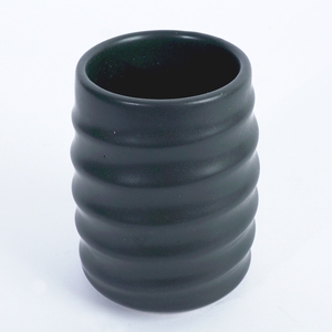 Taza de Té de Cerámica Agung Keramik con Rayas Negras Texturizadas y Banda Ámbar, Apta para Lavavajillas y Microondas, para Uso en Restaurantes Japoneses, Ideal para Regalo - Product Image 4