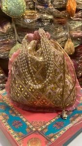Beautiful Style Embroidered Bags Thread Embroidery Gujrati Style Potli Zari Patti Work Women <b>Handbags</b> <b>for</b> <b>Wedding</b> and Festivals - Product Image 4