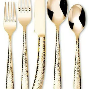 Ensemble de couverts en satin doré impérial, inspiré du patrimoine royal, vaisselle de luxe pour la table - Product Image 1
