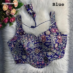 Beautiful Faux Georgette with Antique Cording Sequence work Corset Style Sleeveless <b>Blouse</b> Collection Supplier from Surat - Product Image 1