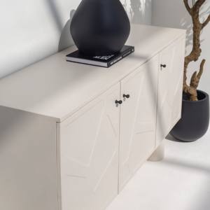 Buffet en bois blanc cassé Vandana Pebble Novara pour des intérieurs modernes élégants et raffinés - Product Image 3