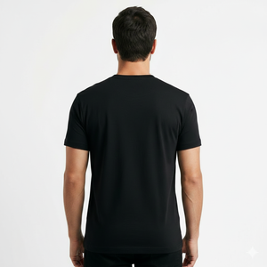 T-shirt en soie/coton tricoté de qualité supérieure 240g pour homme, coupe ajustée, col rond, manches courtes, décontracté, respirant, personnalisable - Product Image 2