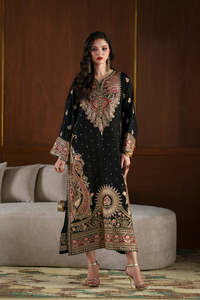 Elegante Salwar Kameez Azul Marino Bordado, Vestido de Novia Tradicional Indio/Pakistaní, Estilo Holgado y Largo hasta el Suelo para Mujer - Product Image 5