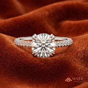 Womens <b>Silver</b> Diamond <b>Ring</b> Round Cut Moissanite <b>Solitaire</b> Engagement Bridal Jewelry Gift for Her USA - Product Image 1