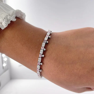 Handmade 925 <b>Silver</b> VVS MOissanite Radiant & Pink Diamond <b>Bracelet</b> - Product Image 3