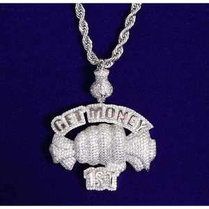 จี้เงินแท้ 925 รูปทรงนำโชคสำหรับผู้ชาย ประดับเพชรโมอิสซาไนต์ สไตล์ฮิปฮอป - Product Image 2