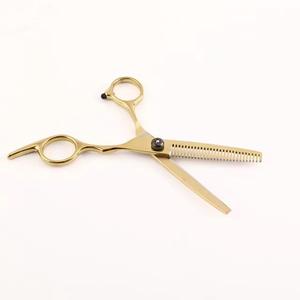 Ensemble de ciseaux de coiffure professionnels, acier inoxydable doré, pour droitiers, légers, réutilisables, ciseaux à effiler, coupe droite - Product Image 5