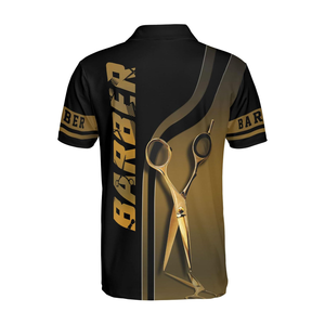 เสื้อยืดคอกลม แบรนด์ Custom Barber Jersey ผ้าโพลีเอสเตอร์ 320 กรัม ทรงปกติ แขนสั้น ป้องกันรอยยับ พิมพ์ลายแบบ Sublimation  พร้อมสกรีนโลโก้ส่วนตัวด้านหน้า - Product Image 2