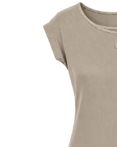 Blusa Casual de Verano para Mujer, Color Beige Claro, Personalizada por el Fabricante, Elegante, con Cuello de Flores, Manga Corta, Holgada, a la Moda - Product Image 3