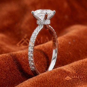 Princess Cut Diamond Engagement <b>Ring</b> with Pavé Setting Classic <b>Solitaire</b> Style – 925 Sterling <b>Silver</b> Wedding Bridal Jewelry <b>Ring</b> - Product Image 2