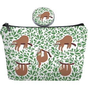 Set di Borse per il Trucco Personalizzate a Tema Bradipo per Donne e Ragazze, Graziosa Custodia Cosmetica da Viaggio con Specchio per Sposa e Damigelle - Product Image 3