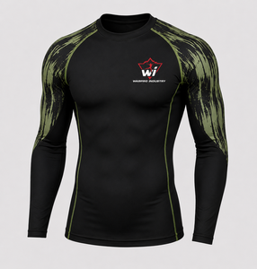 T-shirt de compression à manches longues pour homme, personnalisé, séchage rapide, vert olive, pour la gym, le fitness et l'entraînement sportif - Product Image 1