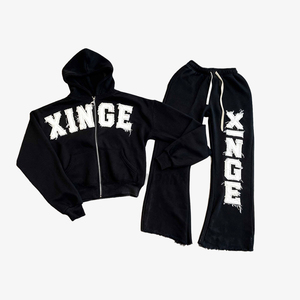 Men Unisex <b>Tracksuit</b> Hoodie and Sweatpants Set – Full Zipper Streetwear Sweatsuit - Product Image 1