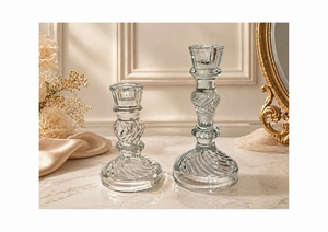Empty Glass Candlestick Holder with <b>Lid</b> Ribbed Textured Round Container for Candle Making Home <b>Decor</b> Low MOQ Scented - Product Image 1