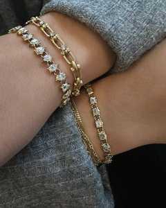 กำไลข้อมือเพชรทรงลูกแพร์เพาะเลี้ยงในห้องปฏิบัติการ ทองคำแท้ 14K 18K แบบเต็มวง สวมใส่ได้ทุกวัน ของขวัญสำหรับผู้หญิง - Product Image 4