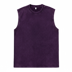 Débardeur Homme Grande Taille Personnalisé Col Rond Effet Délavé Style Urbain en Mélange Spandex/Coton – Tissu 180g - Product Image 3