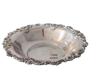 Bol de service de nourriture et de salade en acier inoxydable en métal fini argenté de haute qualité pour restaurant d'hôtel - Product Image 1