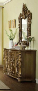 Luxury Turkish Style Makeup Vanity Carved Wooden Dressing <b>Table</b> Gold <b>Mirror</b> Dresser for Bedroom Hotel Villa - Product Image 5