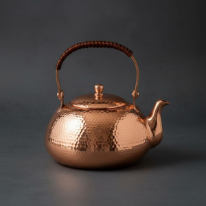 Bouilloire en cuivre martelé avec couvercle et poignée, théière de style chinois traditionnel, pot à eau, bouilloire en métal, bienfaits pour la santé ayurvédique - Product Image 3