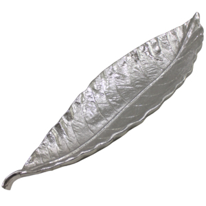 Plateau élégant en aluminium moulé, plaqué nickel argenté brillant, en forme de feuille, pour la présentation unique des vaisselles de table - Product Image 5