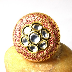 Kundan Polki <b>CZ</b> Diamond <b>Ring</b> Traditional Indian Statement Jewelry Bridal Wedding Engagement Cocktail <b>Ring</b> - Product Image 2