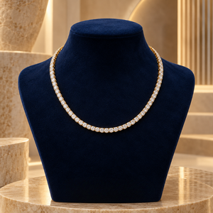 Collar de tenis de lujo de 16 pulgadas |   Diamante Cultivado en Laboratorio de Oro Sólido de 14K, 0.15 CT, 3.5MM, Corte Redondo, Joyería al por Mayor, Proveedor de Diamantes B2B - Product Image 1