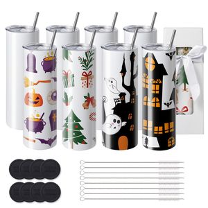 Set di 8 Tumbler in Acciaio Inox da 30 oz a Doppia Parete, Bicchieri Sottili e Dritti per Sublimazione, Tazze Reattive al Calore - Product Image 1