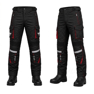 Unisex <b>Black</b> Motorcycle Racing Pants with Red Accents Breathable Design Polyester/Nylon Fabric Air <b>Vent</b> for All Seasons Wear - Product Image 2