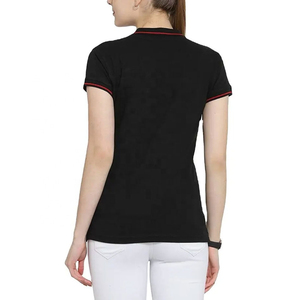 Polo pour femme bleu clair à manches courtes, couleur unie, décontracté, en piqué de coton, longueur standard, tissu tissé, T-shirt polo ODM OEM - Product Image 6
