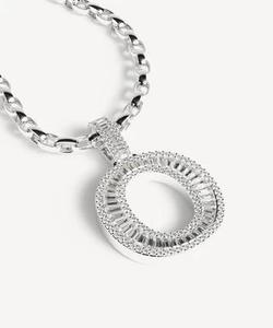 O Letter Pendant Charm Rhodium Plated Gold/Silver Emerald Cut Diamond Channel Setting Trendy Unisex Gift - Product Image 3