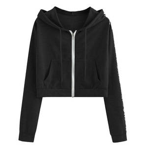 Sudadera Casual con Capucha y Cierre para Mujer, Color Sólido, Manga Larga, Tejido de Algodón Regular de 340g, Transpirable, para Otoño/Invierno - Product Image 2